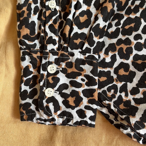 Perfect JCREW Léopard linen shirt Sz XS / linen blend - Picture 5 of 8